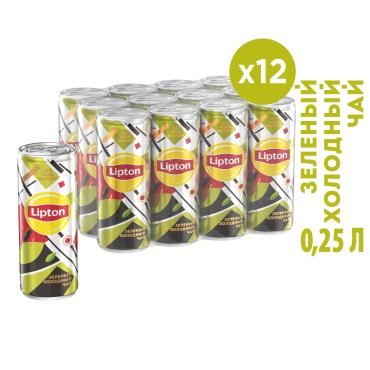 Холодный чай Lipton Лимон зеленый, 250 мл., ж/б