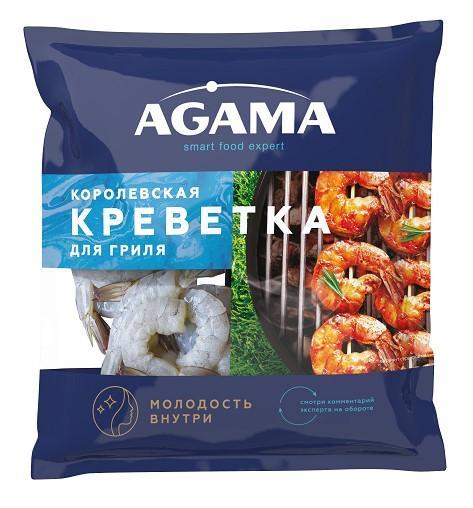 Креветка Agama Королевская для гриля очищенная с хвостом 400 гр., пакет