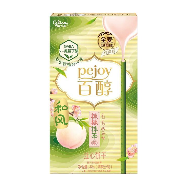 Палочки Glico Pejoy Peach and Matcha бисквитные 42 гр., картон