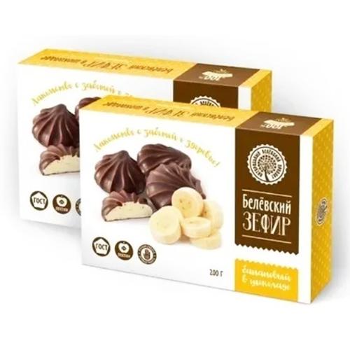 Белёвский зефир в шоколаде Банановый, Белёвский продукт, 200 гр., картон