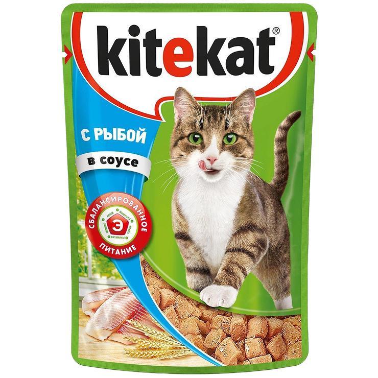Влажный корм для кошек KiteKat рыба в соусе 85 гр., пауч