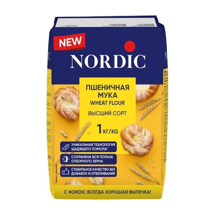Мука Nordic Wheat Flour пшеничная высший сорт 1 кг., бумага