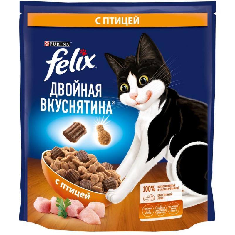 Корм сухой для кошек Felix Двойная вкуснятина с птицей 600 гр., дой-пак