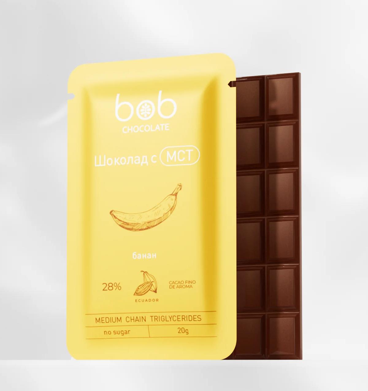 Шоколад Bob без сахара на овсяном молочке с бананом и маслом 20 гр., картон