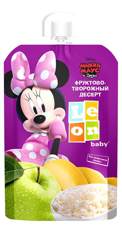 Пюре Leon baby Минни Фруктово-творожный десерт С 6 мес. 90 гр., пауч