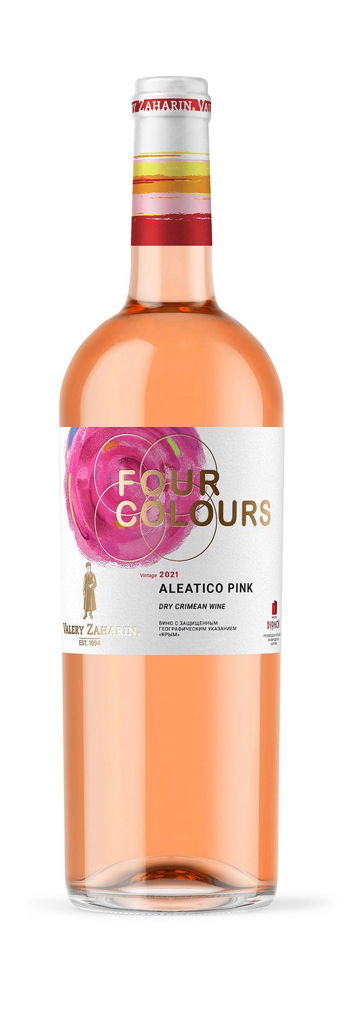 Вино с ЗГУ Четыре цвета Алеатико  Пинк розовое сухое 750мл, Винодельня Бурлюк