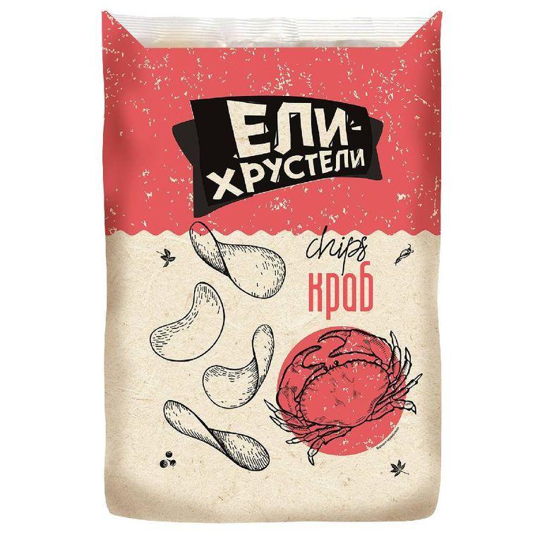 Чипсы крафт Ели-Хрустели со вкусом краба 100 гр., флоу-пак