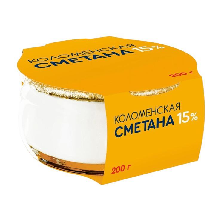 Сметана Коломенское 15% 200 гр., стекло