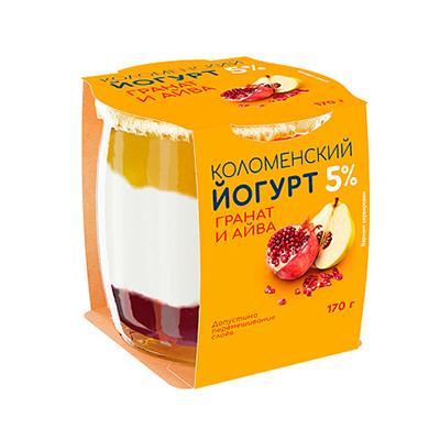 Йогурт Коломенский Гранат-айва 5% 170 гр., стекло