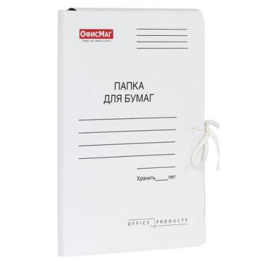 Папка для бумаг с завязками картонная мелованная, гарантированная плотность 320 г/м2, до 200 листов Офисмаг