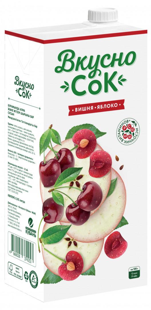Напиток сокосодержащий Вкусносок яблоко вишня 950 мл., тетра-пак
