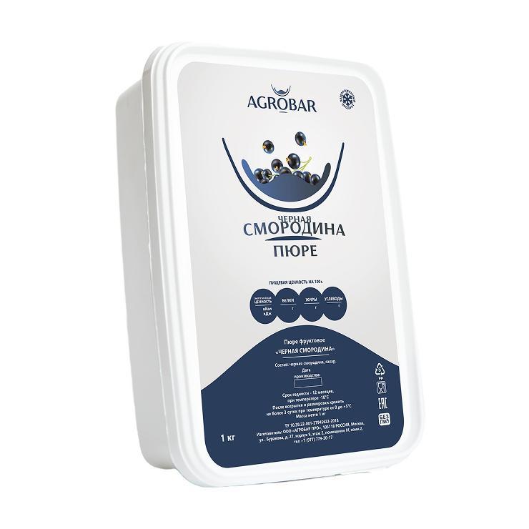 Пюре AGROBAR черная смородина 1 кг., пластиковая упаковка