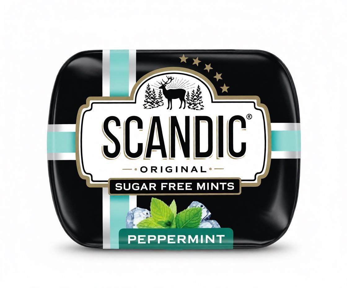 Драже Scandic без сахара со вкусом перечная мята 14 гр., ж/б