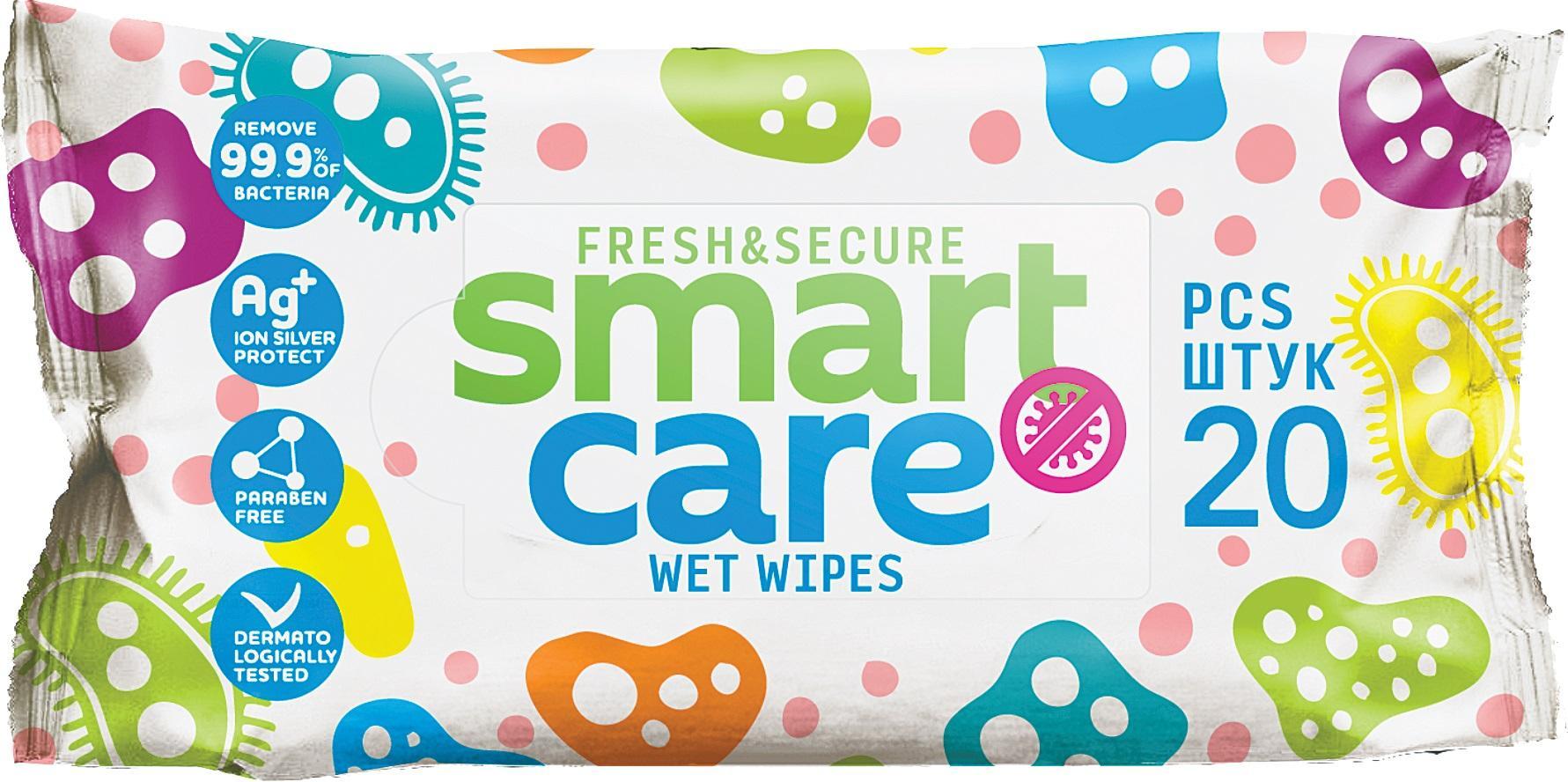 Салфетки влажные Smart Care N20 20 шт., флоу-пак