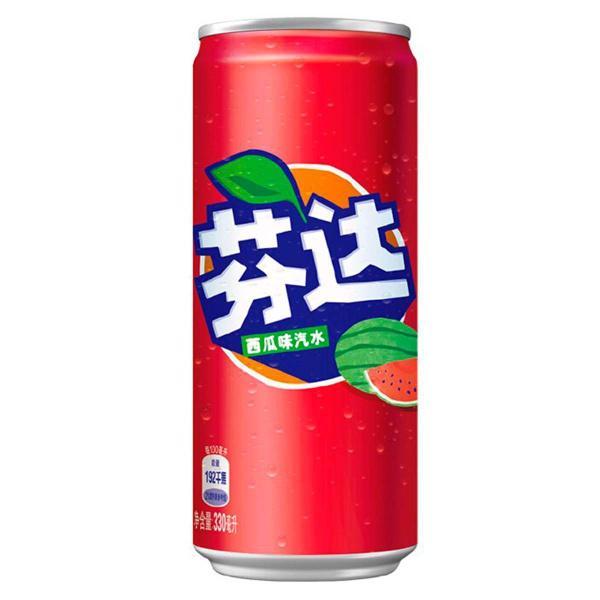 Напиток газированный Fanta арбуз Китай 330 мл., ж/б