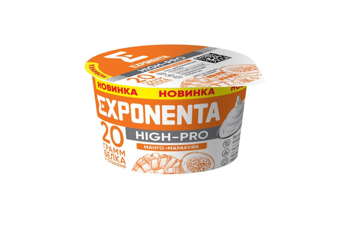 Продукт кисломолочный Exponenta High-Pro со вкусом манго-маракуйя обезжиренный 160 гр., ПЭТ