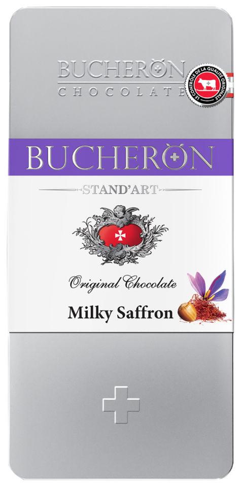 Шоколад Bucheron молочный с орехами и шафраном 100 гр., ж/б