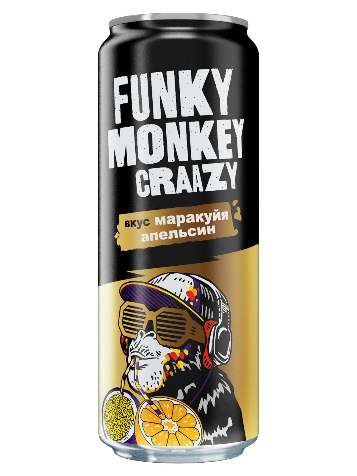 Напиток газированный Funky Monkey crazy маракуйя апельсин 450 мл., ж/б