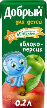 Сок Добрый для детей яблоко персик 200 мл., тетра-пак