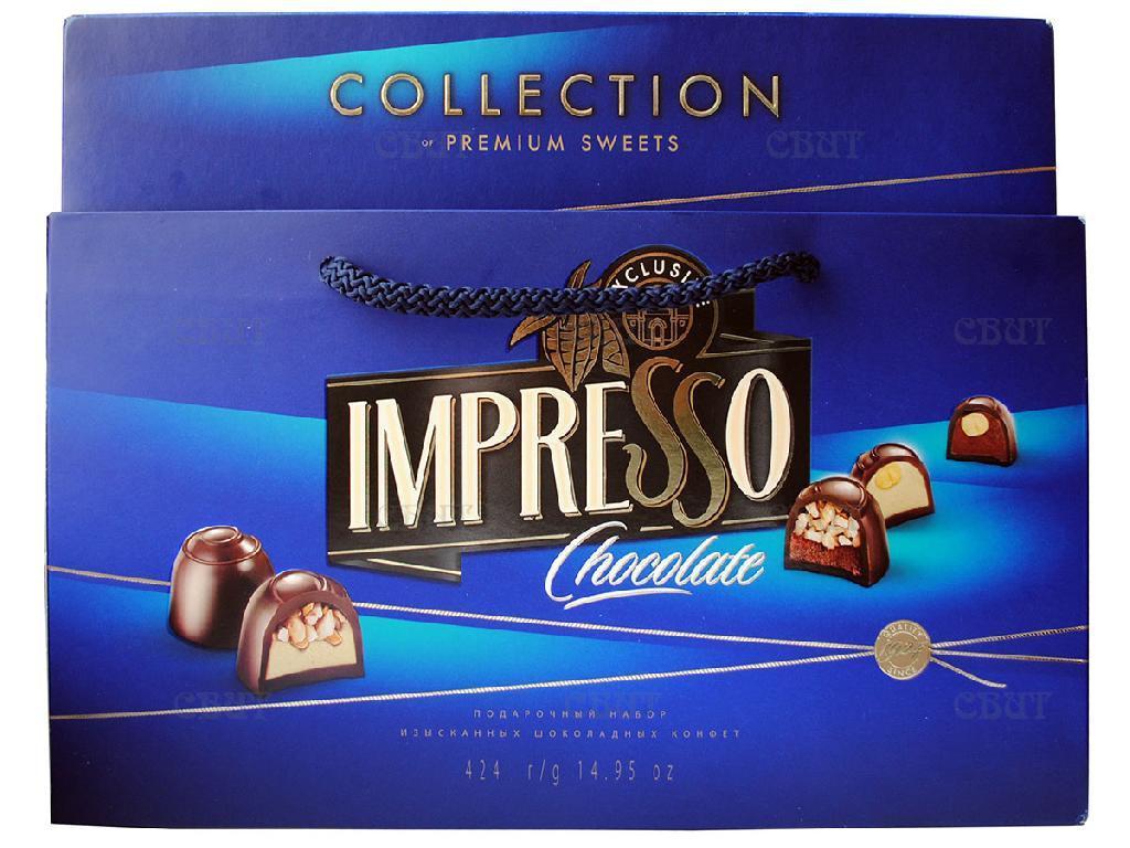 Набор шоколадных конфет Impresso синий дизайн  424 гр., картон