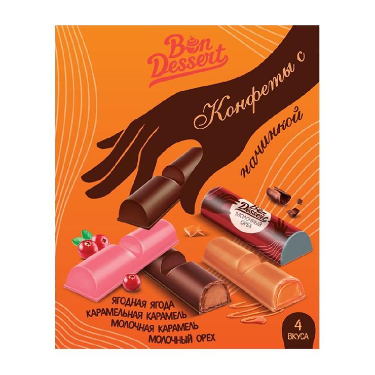 Конфеты шоколадные Bon Dessert ассорти 4 вкуса 180 гр., картон