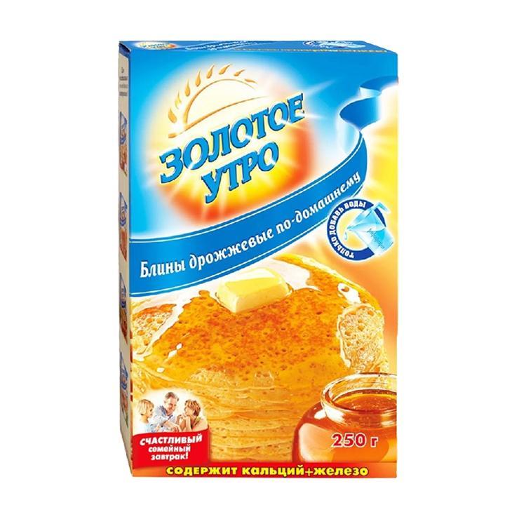 Смесь для выпечки Золотое утро блины дрожжевые по домашнему 250 гр., картон