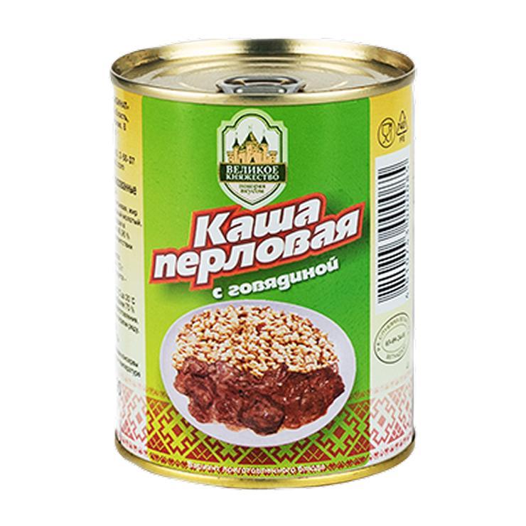 Каша Великое княжество Перловая с говядиной 340 гр., ж/б