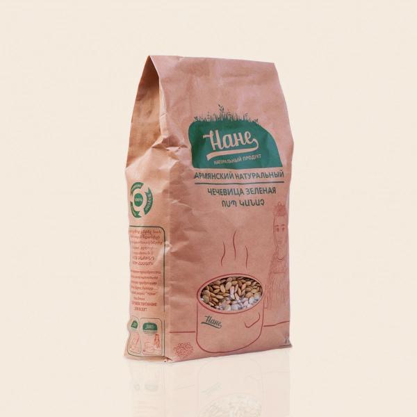 Крупа Нане Чечевица зеленая, 1кг., бумажный пакет