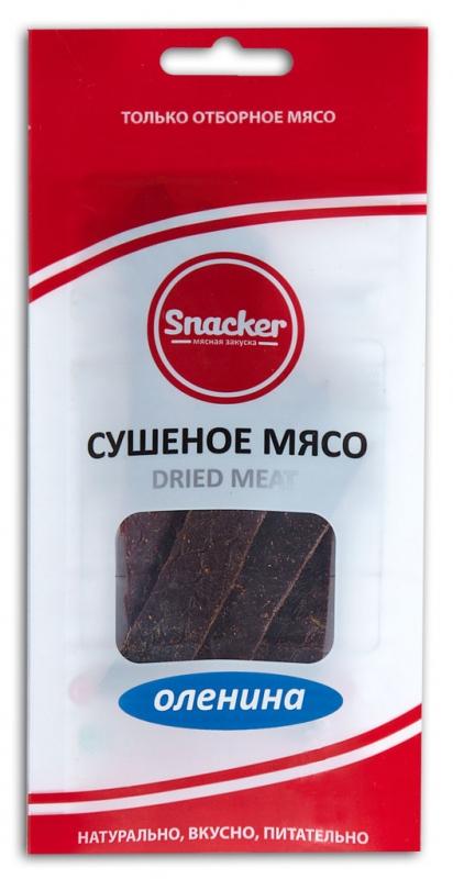 Мясные снеки Snacker Оленина сушеная, 50 гр., пластиковый пакет