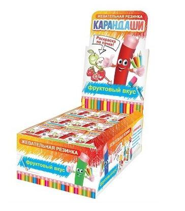 Жевательная резинка Эврика Карандаши фруктовый вкус, 20 гр., картон
