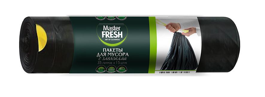 Пакеты для мусора Master Fresh с завязками черные 35 л. 15 шт., обертка
