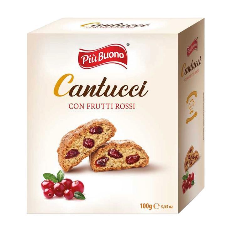 Печенье Piu Buono Кантуччи клюква 100 гр., картон