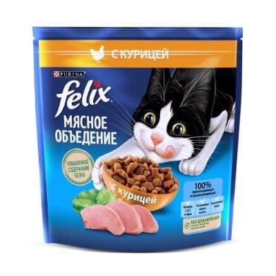 Корм для взрослых кошек сухой Felix мясное объедение курица 1,3 кг., пакет