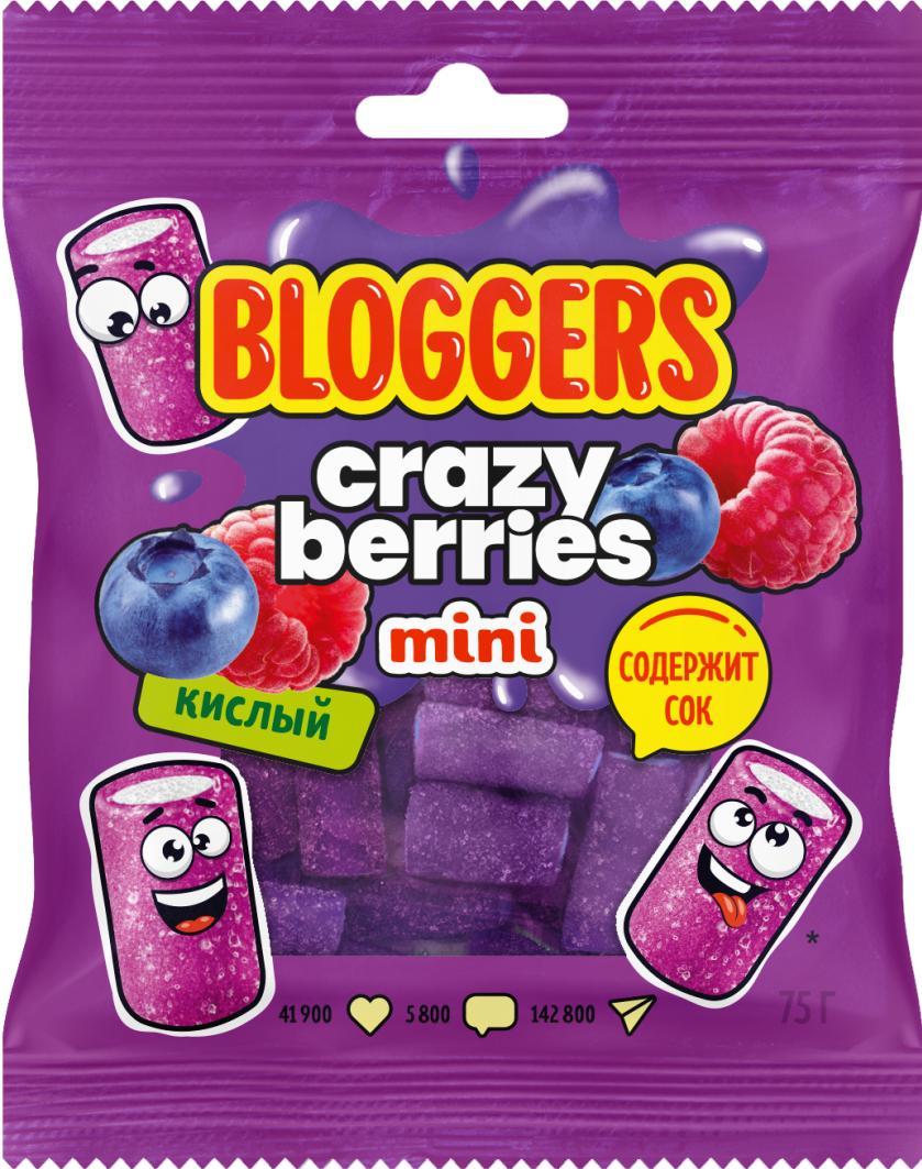 Мармелад жевательный Bloggers Crazy berries в обсыпке 75 гр., флоу-пак