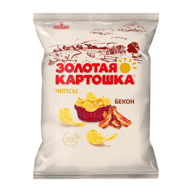 Чипсы Русскарт Золотая картошка бекон 120 гр., флоу-пак