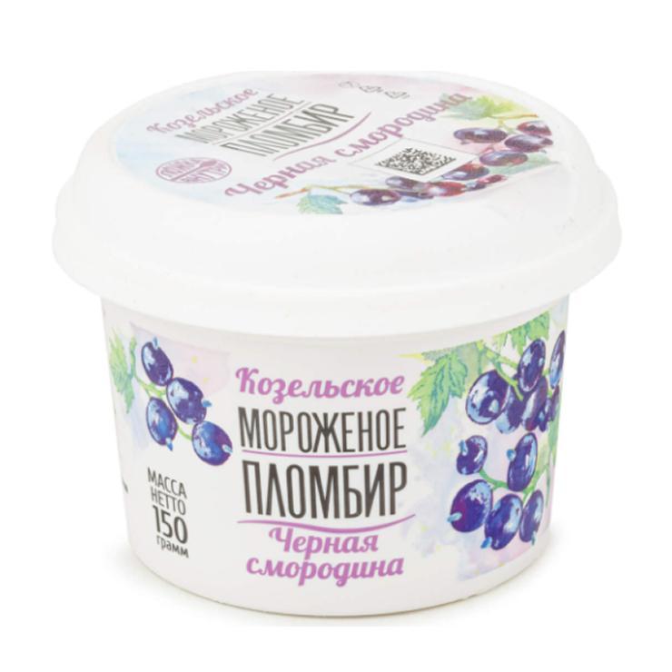 Мороженое Козельское пломбир с чёрной смородиной 150 гр., стакан