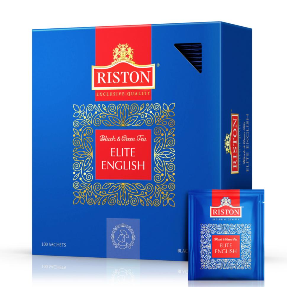 Чай Riston English elite tea смесь зеленого и черного чая 100 пак., картон