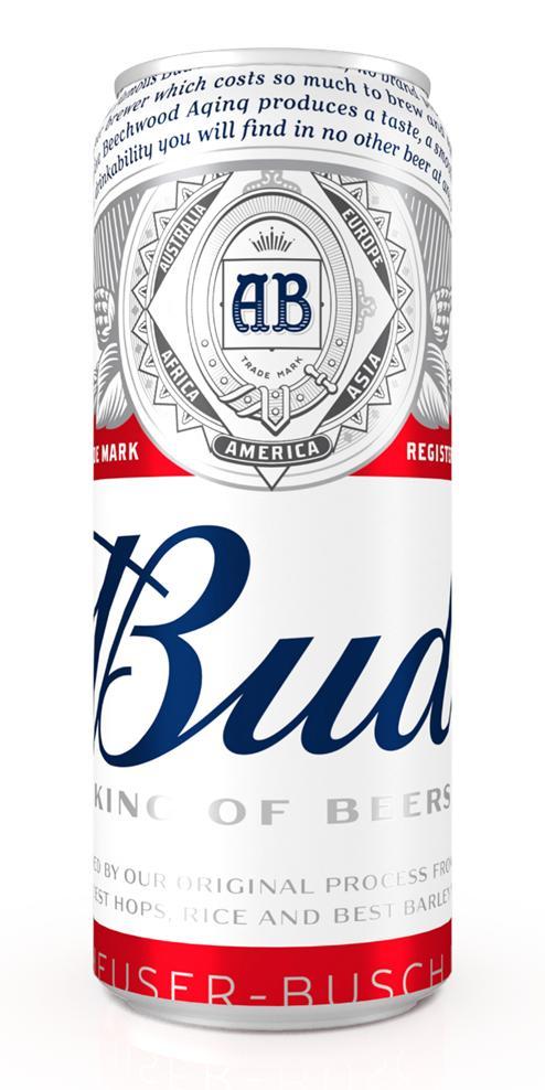 Пиво Bud светлое пастеризованное 5%, 450 мл., ж/б