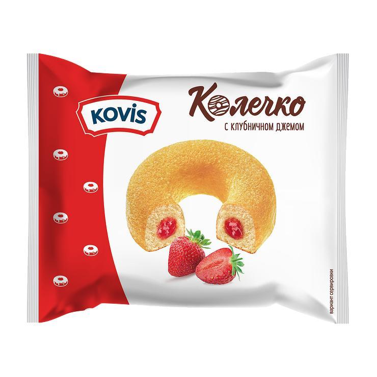 Колечки бисквитные Kovis с начинкой клубника 40 гр., флоу-пак