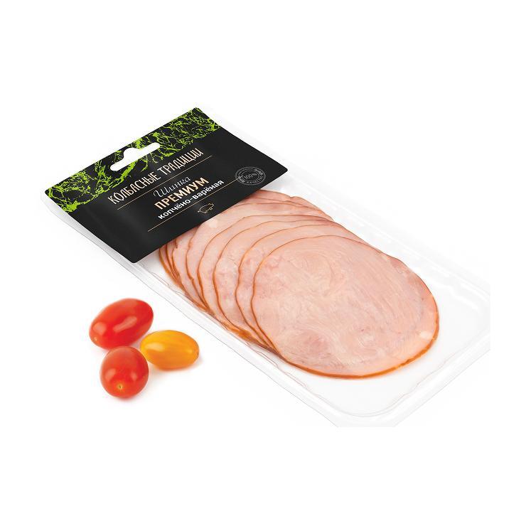 Шинка Колбасные традиции премиум копчено-вареная нарезка 120 гр., в/у