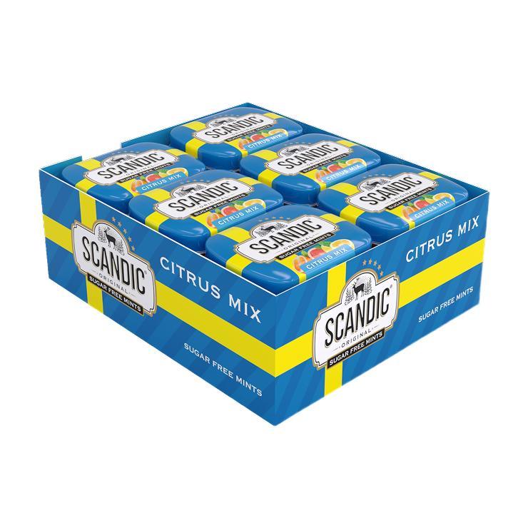 Конфеты SCANDIC без сахара Цитрусовый микс 14 гр., ж/б