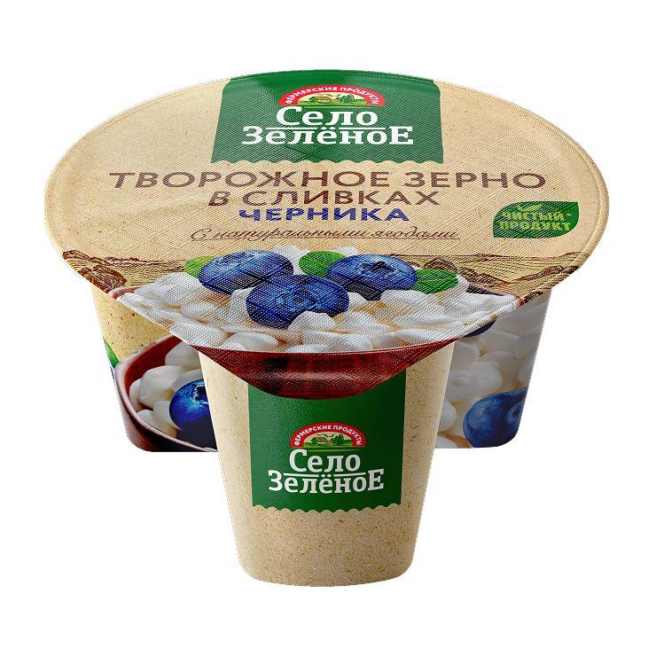 Творог Село Зелёное черника в сливках 5% 130 гр., стакан