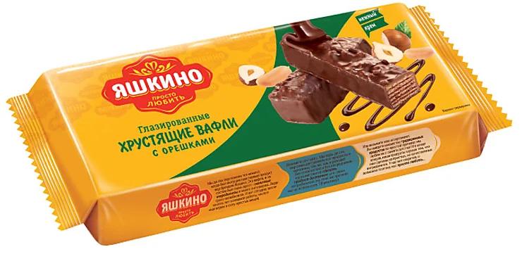 Вафли Яшкино с орешками глазированные 200 гр., флоу-пак