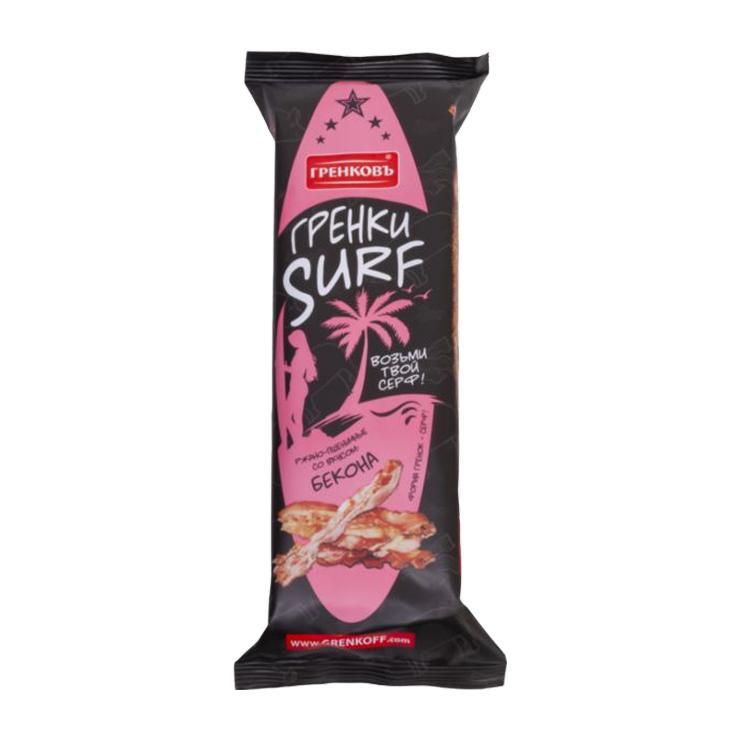 Гренки Гренковъ Surf ржано-пшеничные со вкусом бекона 100 гр., флоу-пак