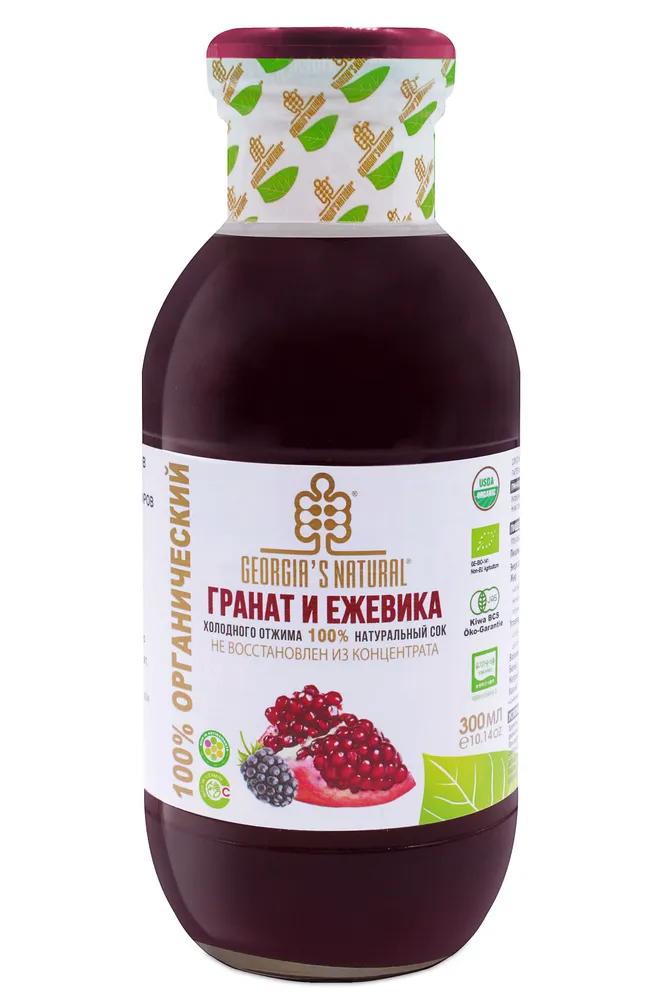 Сок GEORGIA'S NATURAL Organic гранатовый с ежевикой холодного отжима 300 мл., стекло