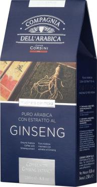Кофе молотый, Compagnia Dell Arabica Puro Arabica Ginseng, 250 гр., вакуумная упаковка