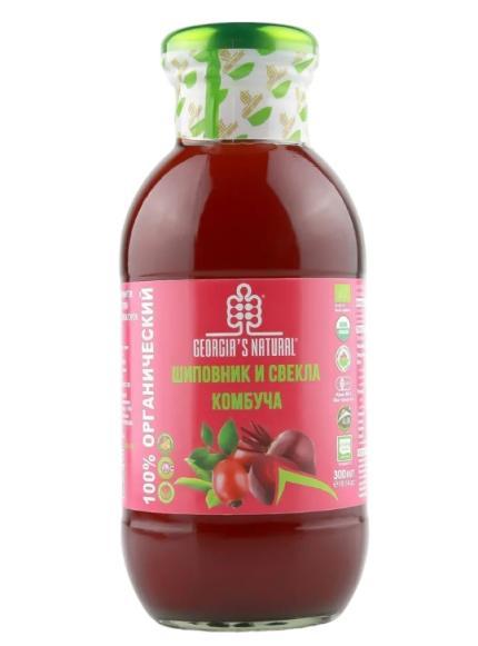 Напиток сокосодержащий GEORGIA'S NATURAL Organic комбуча из шиповника и свеклы 300 мл., стекло
