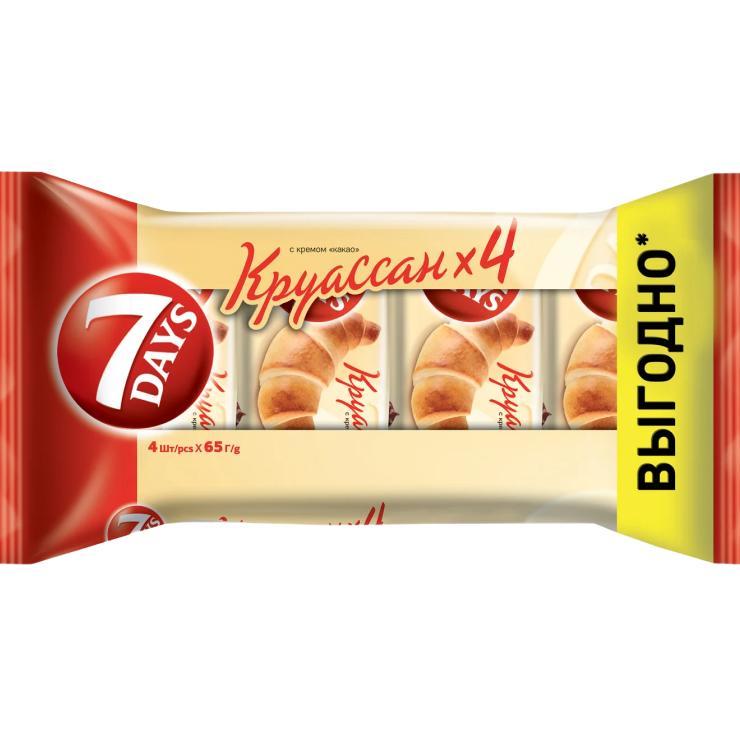 Круассан 7 Days с кремом какао 4х65 гр., флоу-пак