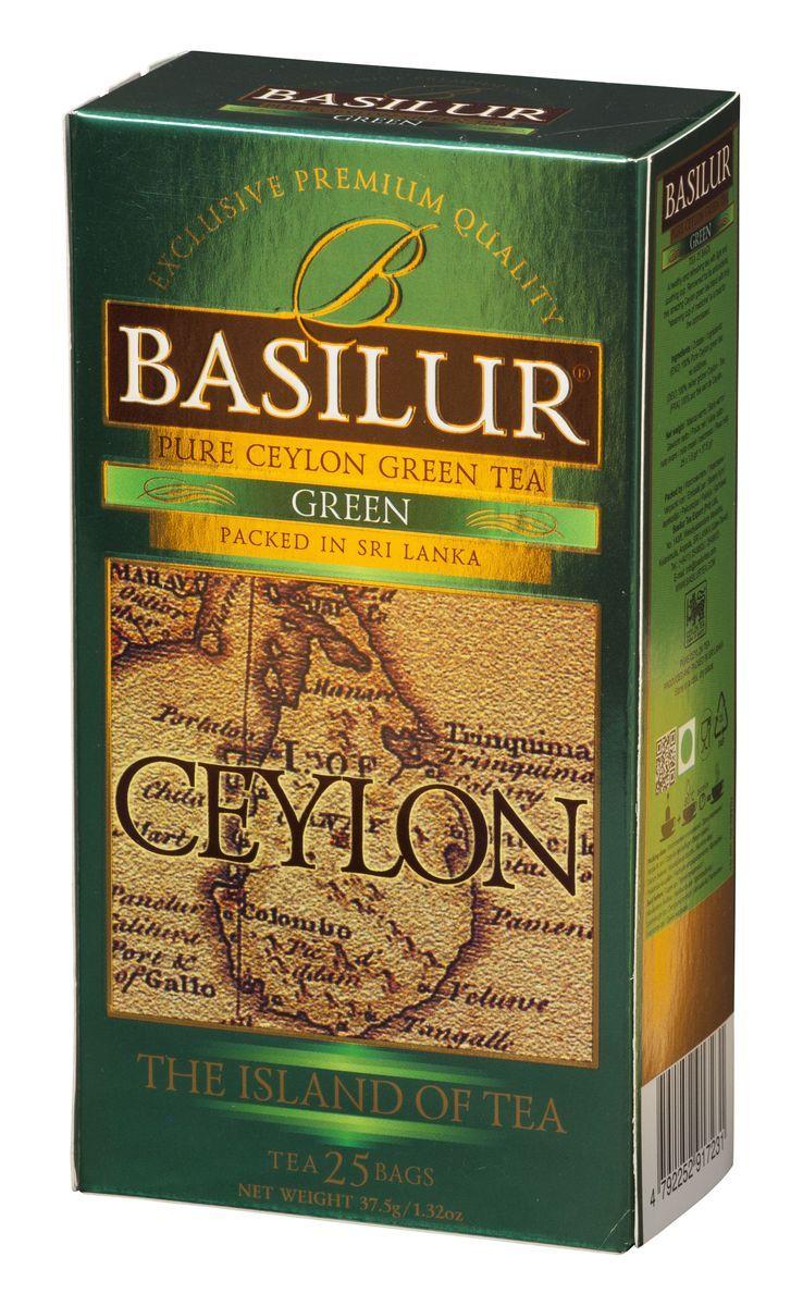 Чай Basilur Остров, зеленый, 25 пакетиков, 50 гр., картон