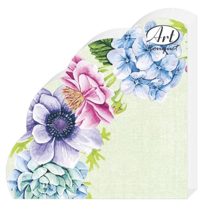 Салфетки бумажные Art Bouquet Rondo Цветочный натюрморт 3 слоя d32 см. 12 шт., пленка